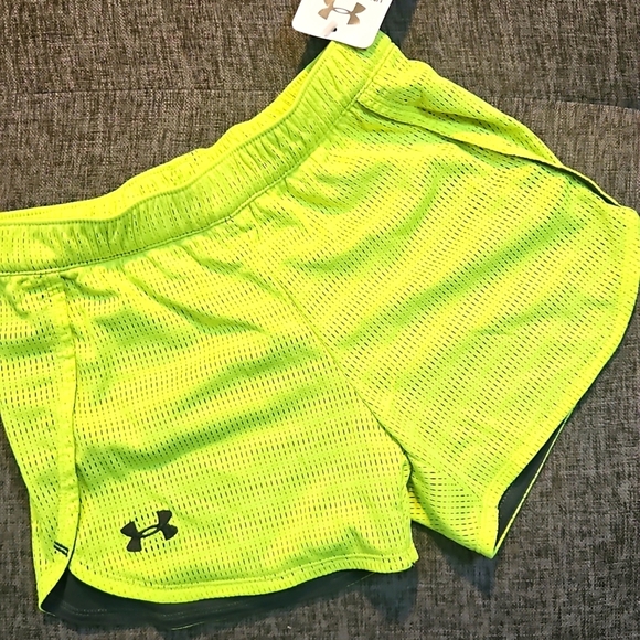Under Armour Youth Neon Green Shorts - Picture 2 of 4